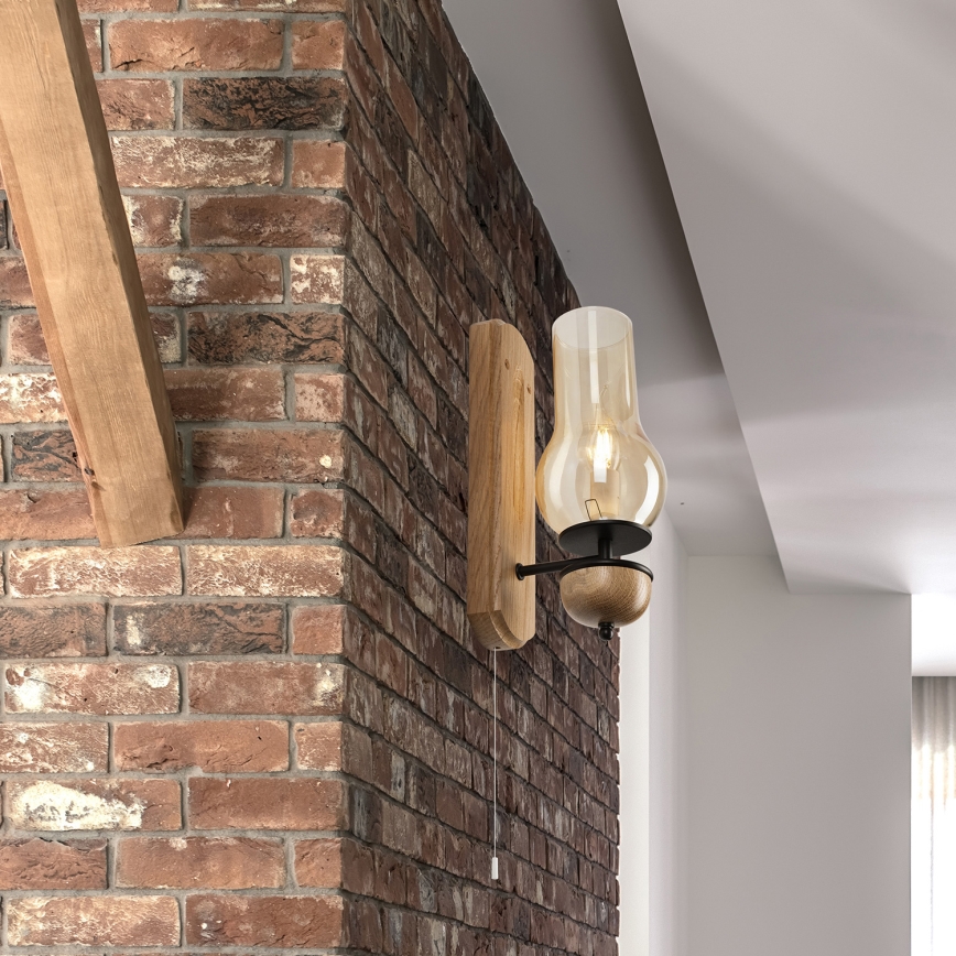 Brilagi - Sienas lampa COTTAGE 1xE14/40W/230V ozols/brūna