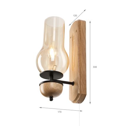 Brilagi - Sienas lampa COTTAGE 1xE14/40W/230V ozols/brūna