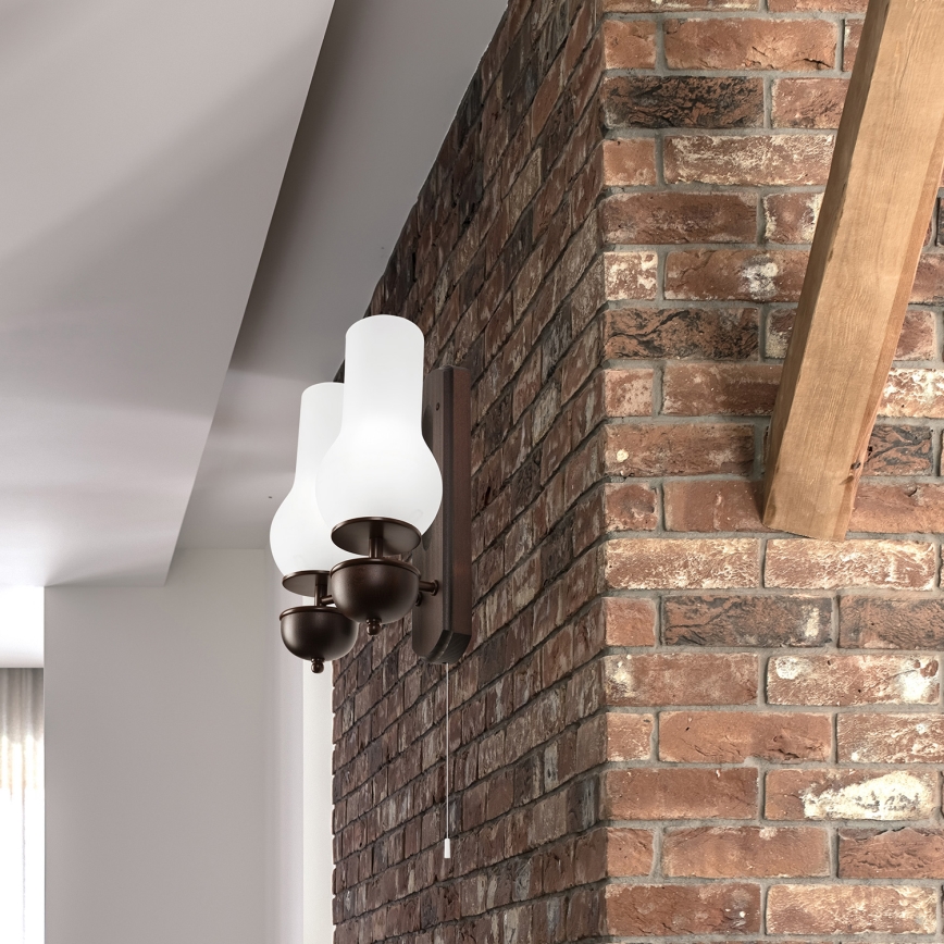 Brilagi - Sienas lampa COTTAGE 2xE14/40W/230V dižskābardis/balta