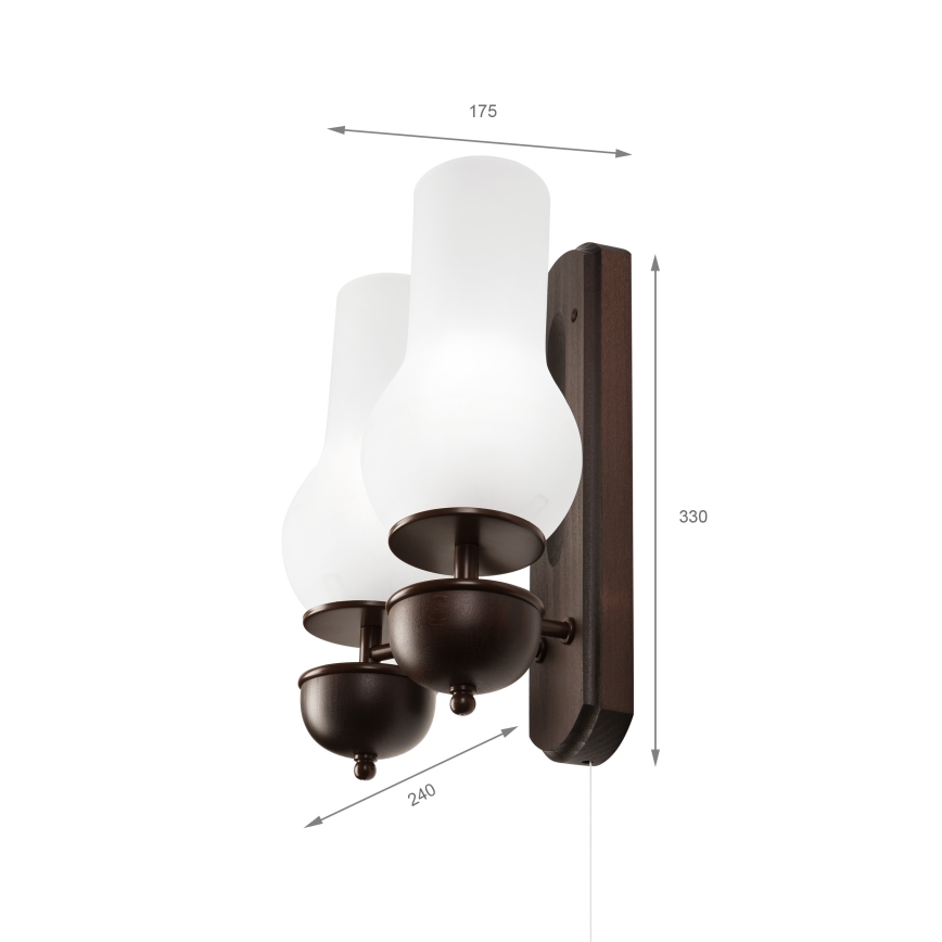 Brilagi - Sienas lampa COTTAGE 2xE14/40W/230V dižskābardis/balta