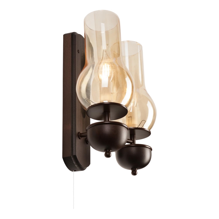 Brilagi - Sienas lampa COTTAGE 2xE14/40W/230V dižskābardis/brūna