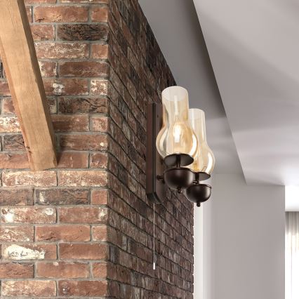 Brilagi - Sienas lampa COTTAGE 2xE14/40W/230V dižskābardis/brūna