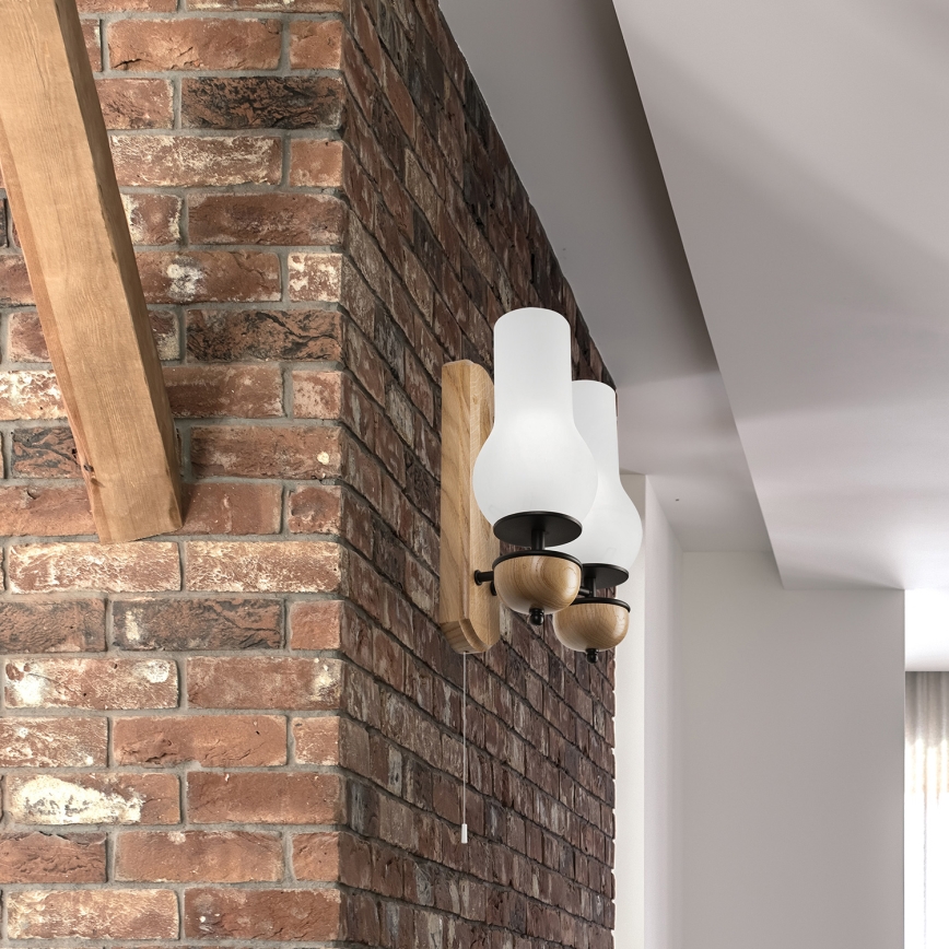 Brilagi - Sienas lampa COTTAGE 2xE14/40W/230V ozols/balta