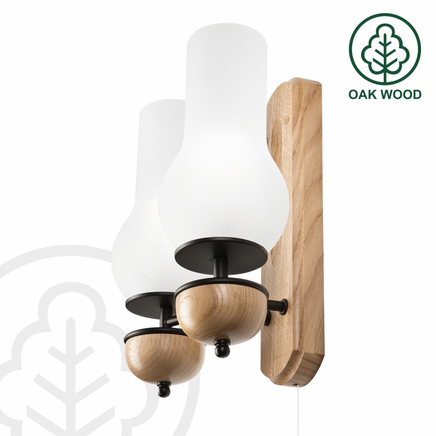 Brilagi - Sienas lampa COTTAGE 2xE14/40W/230V ozols/balta