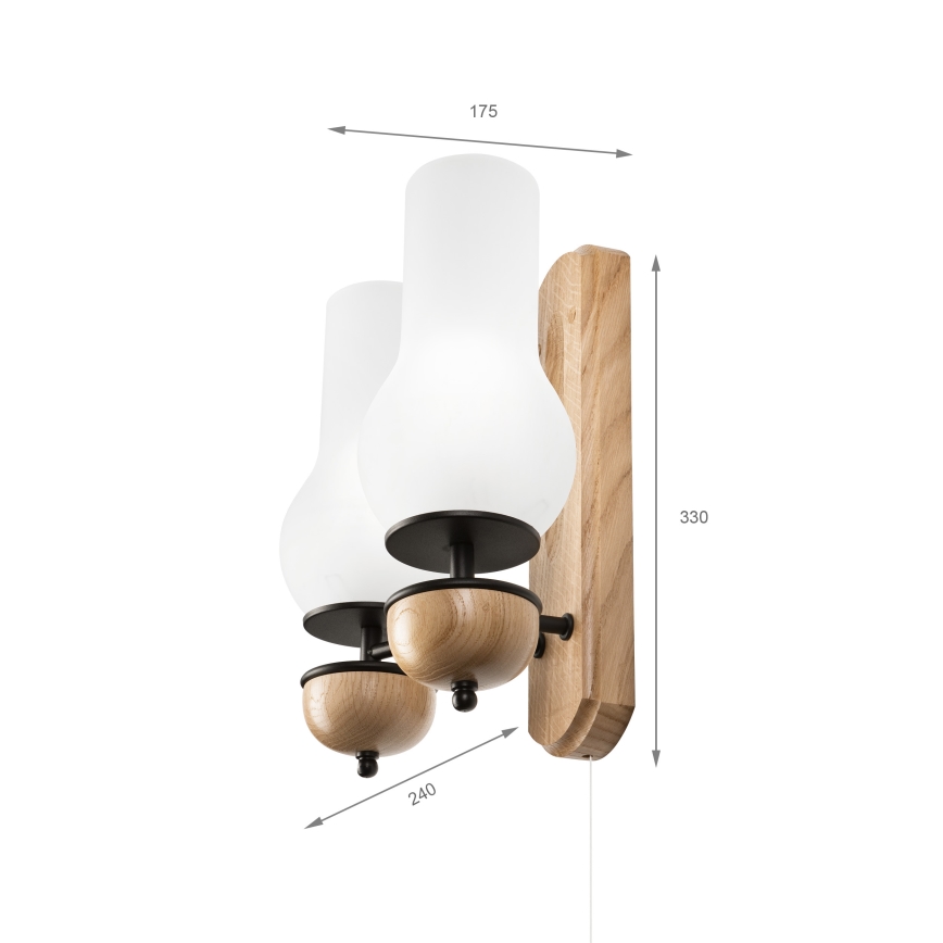 Brilagi - Sienas lampa COTTAGE 2xE14/40W/230V ozols/balta