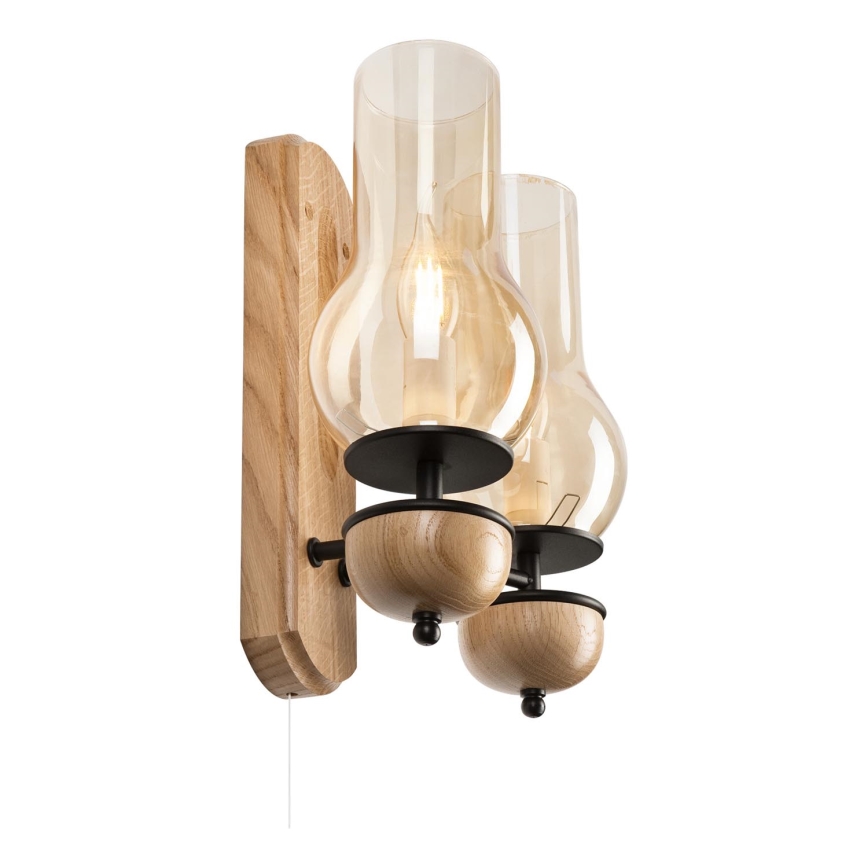 Brilagi - Sienas lampa COTTAGE 2xE14/40W/230V ozols/brūna