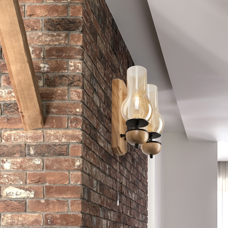 Brilagi - Sienas lampa COTTAGE 2xE14/40W/230V ozols/brūna