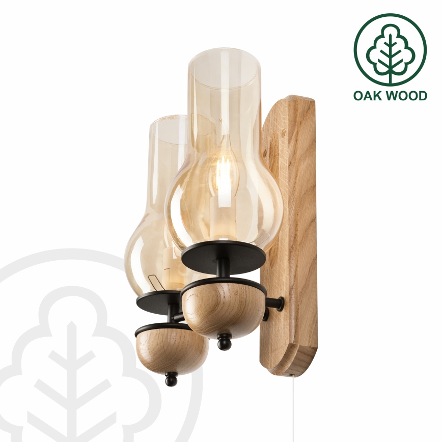 Brilagi - Sienas lampa COTTAGE 2xE14/40W/230V ozols/brūna