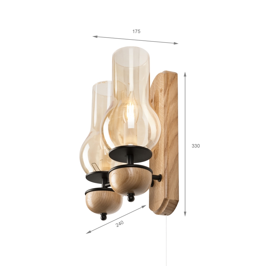 Brilagi - Sienas lampa COTTAGE 2xE14/40W/230V ozols/brūna