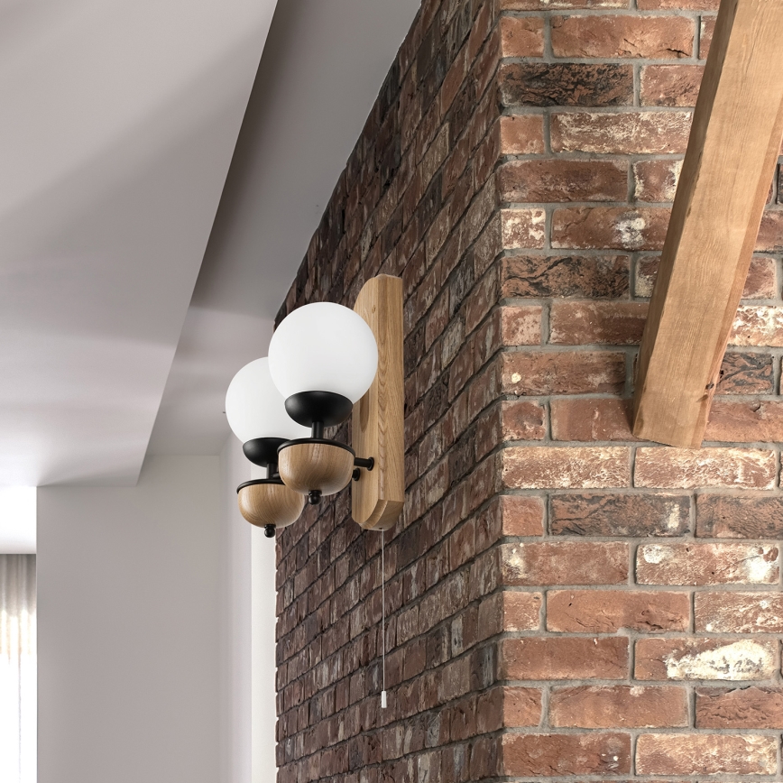 Brilagi - Sienas lampa COTTAGE 2xG9/40W/230V ozols/balta