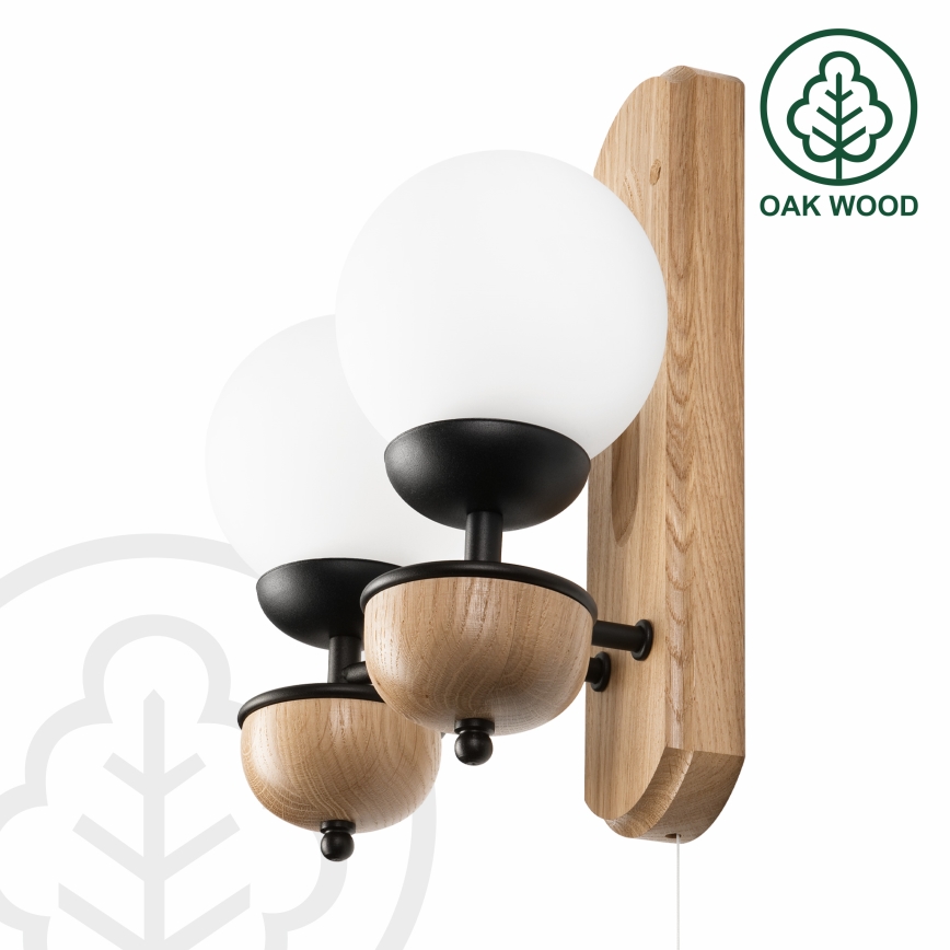 Brilagi - Sienas lampa COTTAGE 2xG9/40W/230V ozols/balta