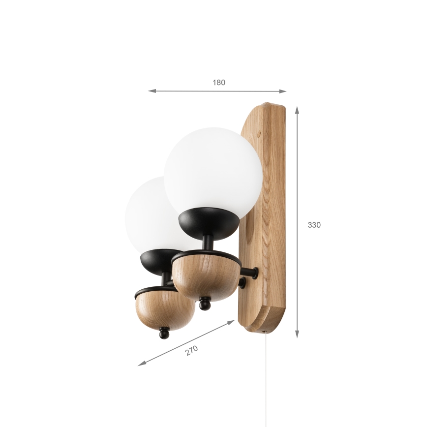 Brilagi - Sienas lampa COTTAGE 2xG9/40W/230V ozols/balta