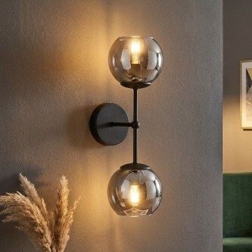 BRILAGI - Sienas lampa DIOR 2xE27/60W/230V melna/dūmakaina pelēka
