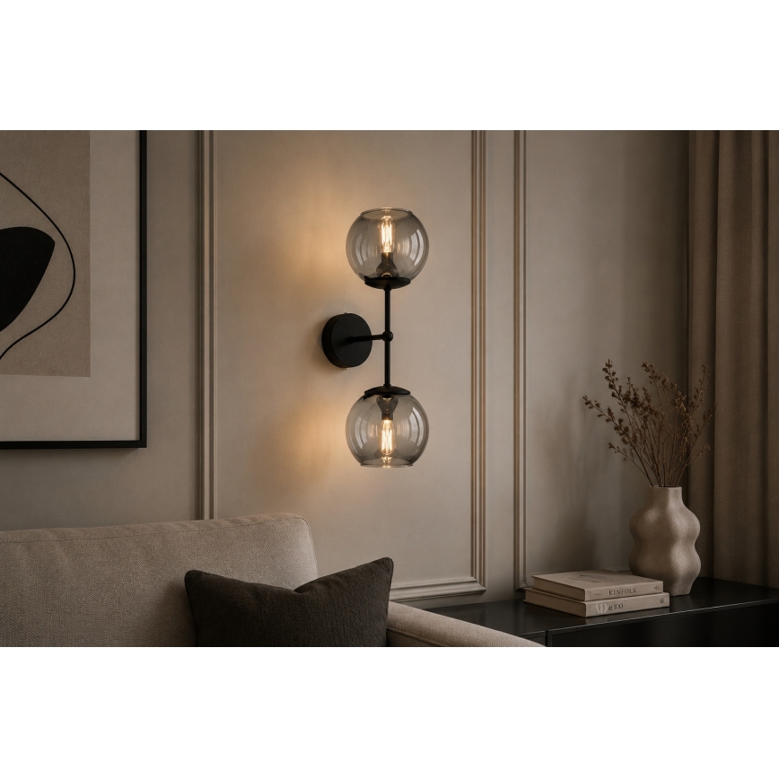 BRILAGI - Sienas lampa DIOR 2xE27/60W/230V melna/dūmakaina pelēka