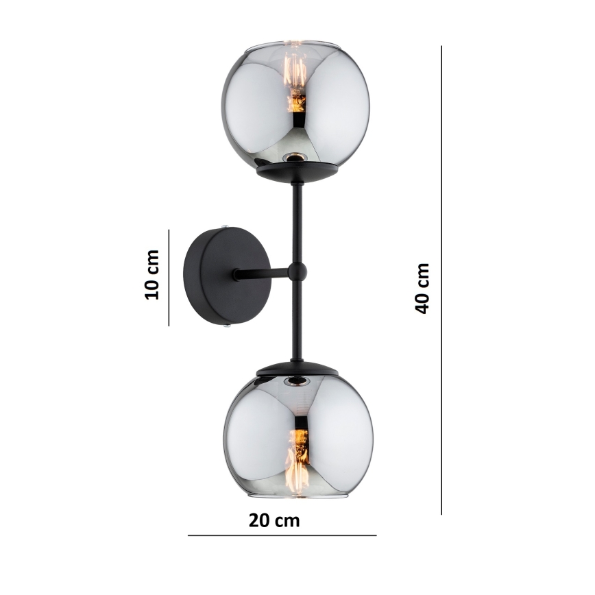 BRILAGI - Sienas lampa DIOR 2xE27/60W/230V melna/dūmakaina pelēka