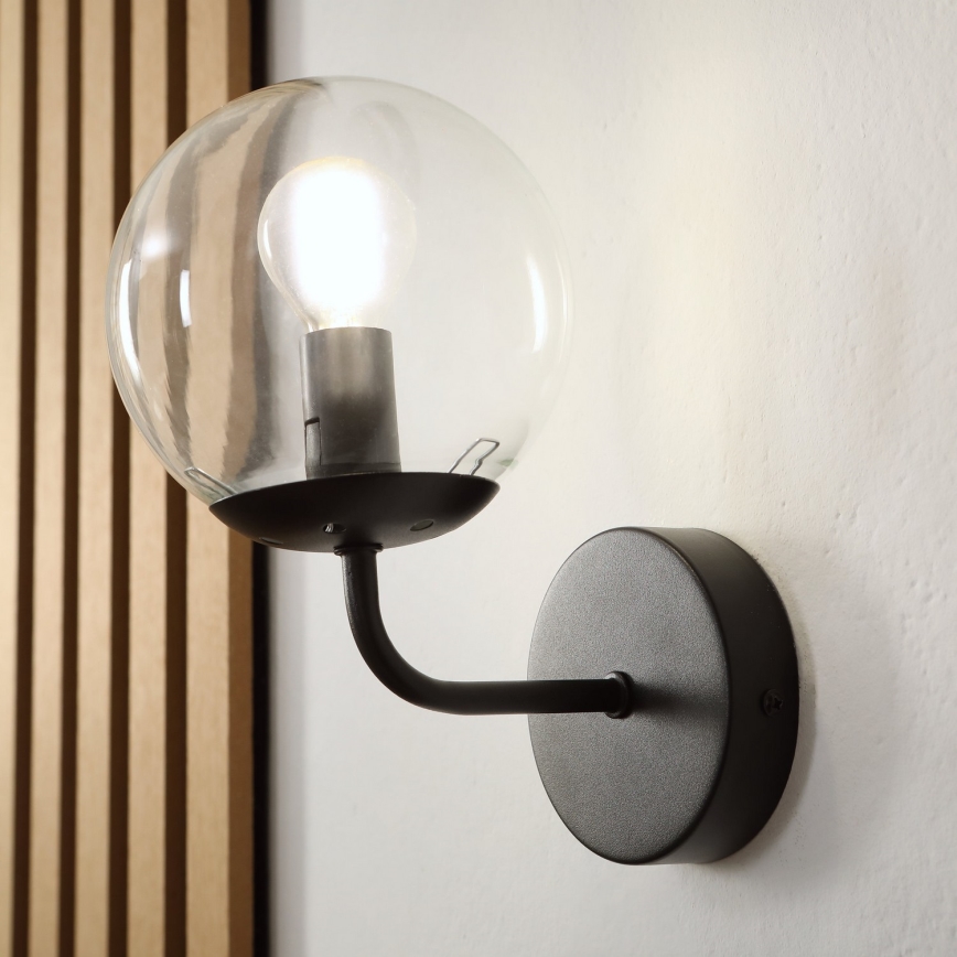 Brilagi - Sienas lampa MALIVA 1xE14/15W/230V melna/caurspīdīga