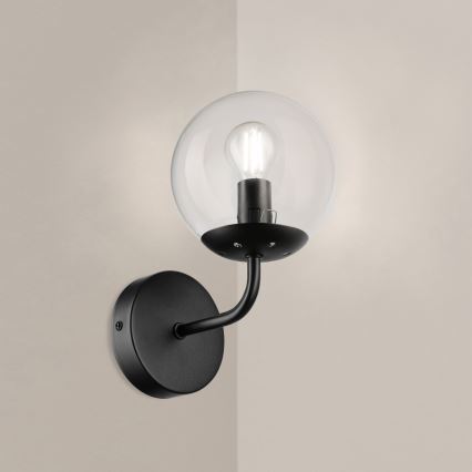 Brilagi - Sienas lampa MALIVA 1xE14/15W/230V melna/caurspīdīga