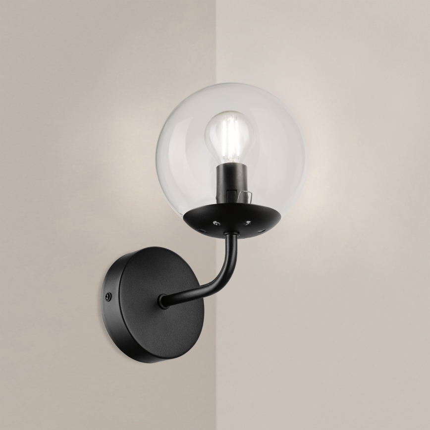 Brilagi - Sienas lampa MALIVA 1xE14/15W/230V melna/caurspīdīga