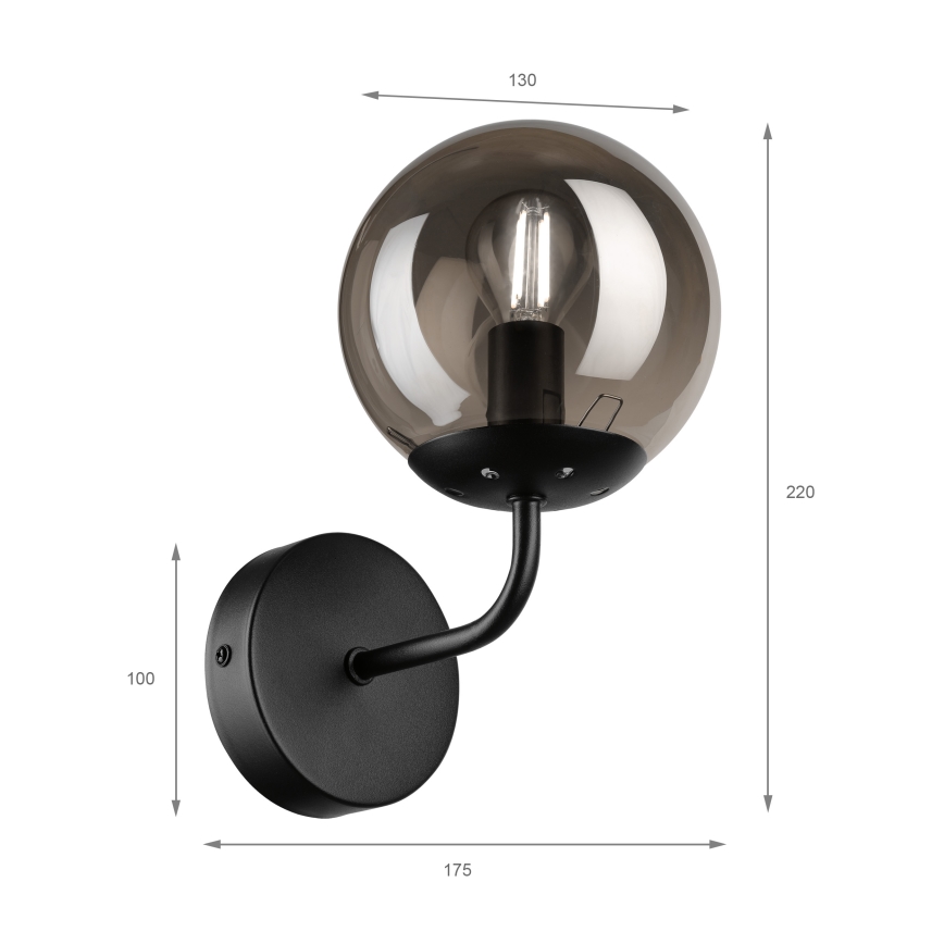 Brilagi - Sienas lampa MALIVA 1xE14/15W/230V melna/dūmakaina