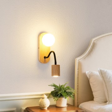 Brilagi - Sienas lampa MODERN WOOD 1xG9/5W/230V + 1xGU10/8W kaučuka koks