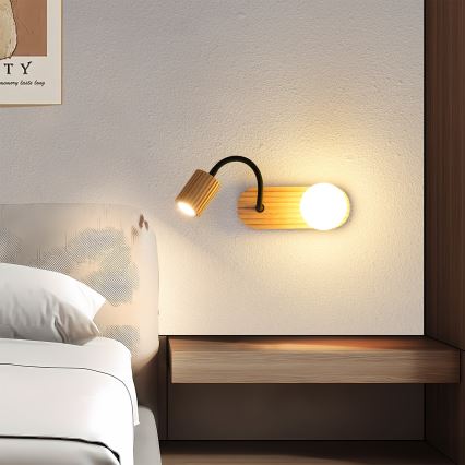 Brilagi - Sienas lampa MODERN WOOD 1xG9/5W/230V + 1xGU10/8W kaučuka koks