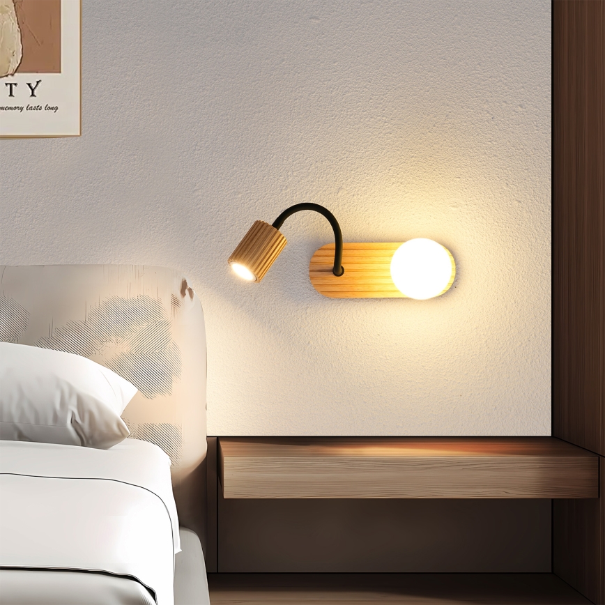 Brilagi - Sienas lampa MODERN WOOD 1xG9/5W/230V + 1xGU10/8W kaučuka koks