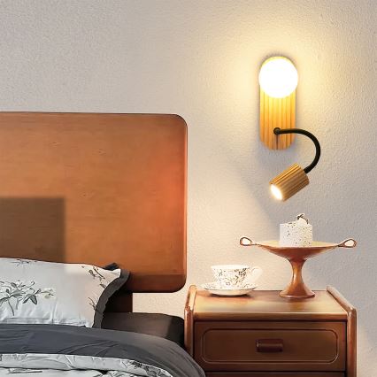 Brilagi - Sienas lampa MODERN WOOD 1xG9/5W/230V + 1xGU10/8W kaučuka koks