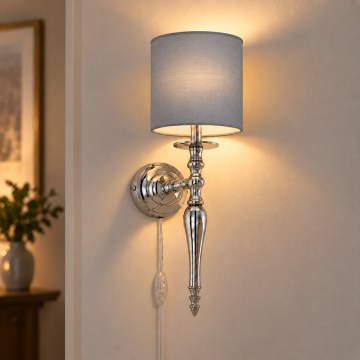 BRILAGI - Sienas lampa NUBILA 1xE27/60W/230V spīdīgs hroms/gaiši pelēka