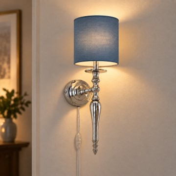 BRILAGI - Sienas lampa NUBILA 1xE27/60W/230V spīdīgs hroms/tumši zils