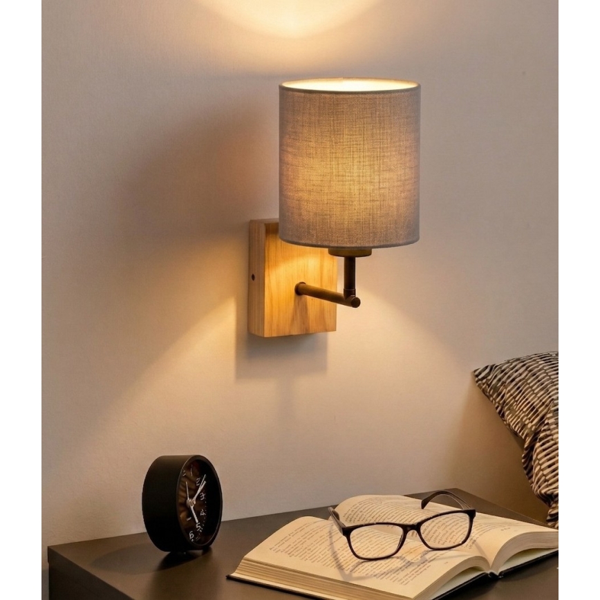 Brilagi - Sienas lampa NUBILA WOOD 1xE27/25W/230V ozola/melna/gaiši pelēka