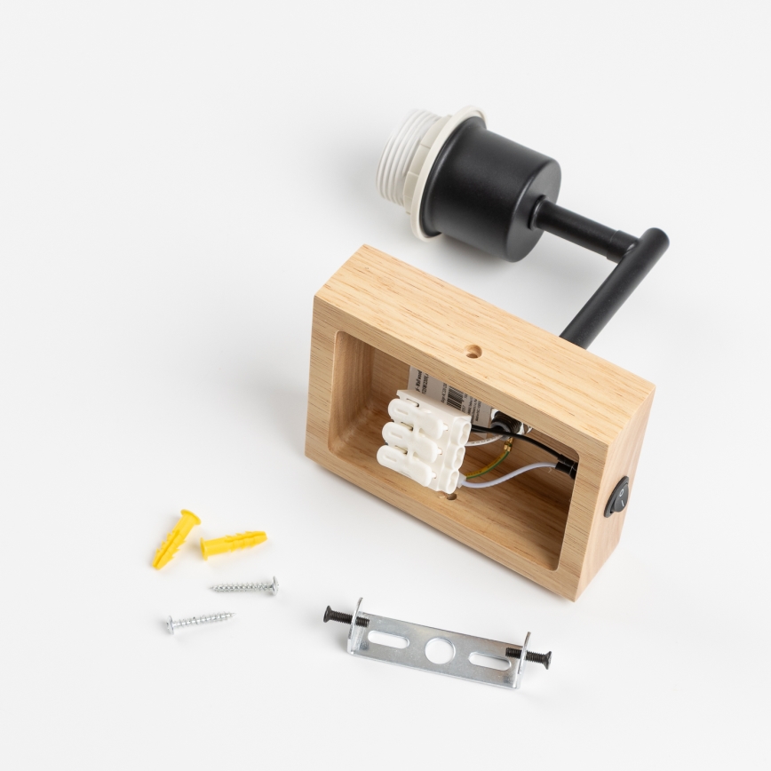 Brilagi - Sienas lampa NUBILA WOOD 1xE27/25W/230V ozola/melna/gaiši pelēka