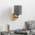 Brilagi - Sienas lampa NUBILA WOOD 1xE27/25W/230V ozols/antracīta