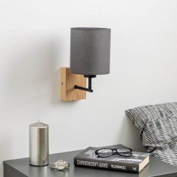 Brilagi - Sienas lampa NUBILA WOOD 1xE27/25W/230V ozols/antracīta