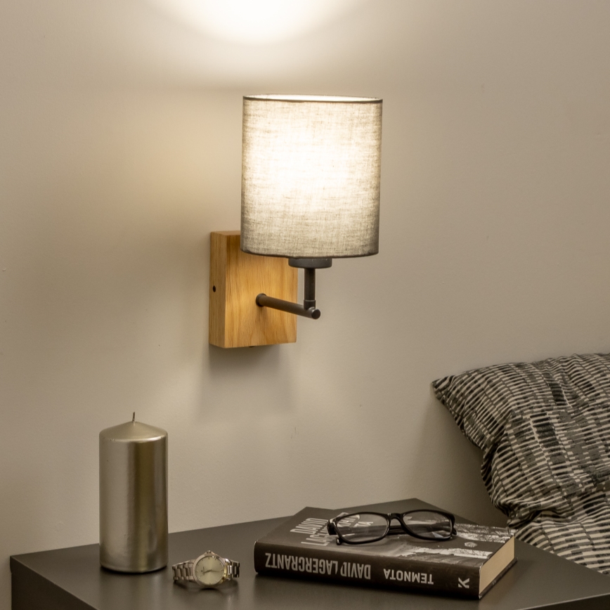 Brilagi - Sienas lampa NUBILA WOOD 1xE27/25W/230V ozols/antracīta