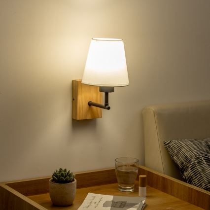 Brilagi - Sienas lampa NUBILA WOOD 1xE27/25W/230V ozols/balta