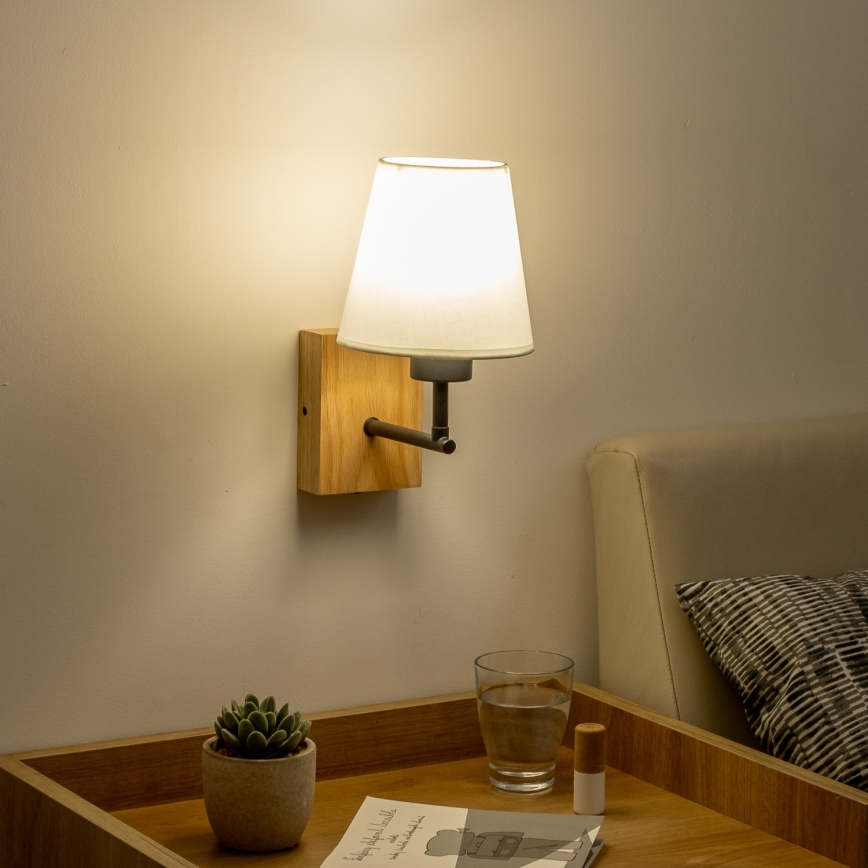 Brilagi - Sienas lampa NUBILA WOOD 1xE27/25W/230V ozols/balta
