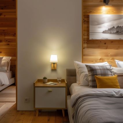 Brilagi - Sienas lampa NUBILA WOOD 1xE27/25W/230V ozols/balta
