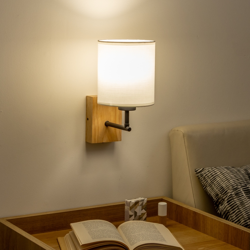 Brilagi - Sienas lampa NUBILA WOOD 1xE27/25W/230V ozols/balta