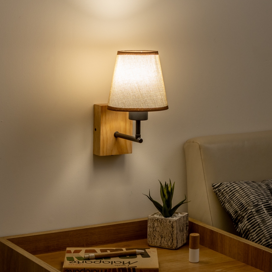 Brilagi - Sienas lampa NUBILA WOOD 1xE27/25W/230V ozols/brūna