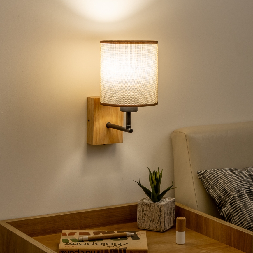 Brilagi - Sienas lampa NUBILA WOOD 1xE27/25W/230V ozols/brūna