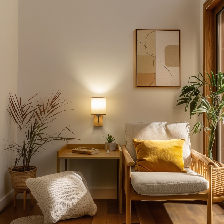 Brilagi - Sienas lampa NUBILA WOOD 1xE27/25W/230V ozols/brūna