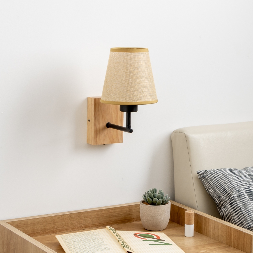 Brilagi - Sienas lampa NUBILA WOOD 1xE27/25W/230V ozols/gaiši brūna
