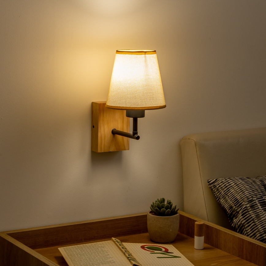 Brilagi - Sienas lampa NUBILA WOOD 1xE27/25W/230V ozols/gaiši brūna
