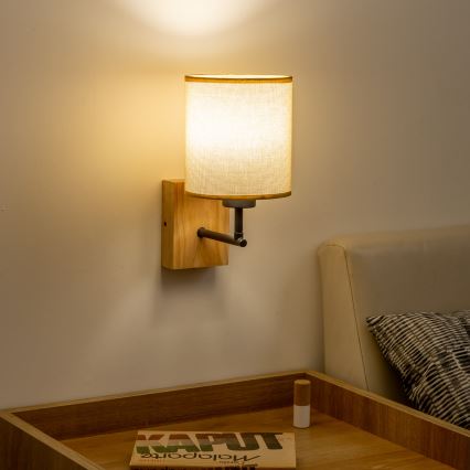 Brilagi - Sienas lampa NUBILA WOOD 1xE27/25W/230V ozols/gaiši brūna