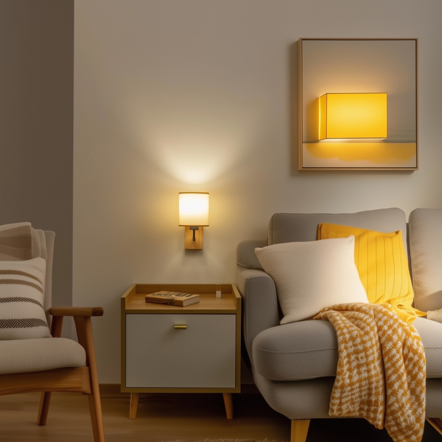 Brilagi - Sienas lampa NUBILA WOOD 1xE27/25W/230V ozols/gaiši brūna