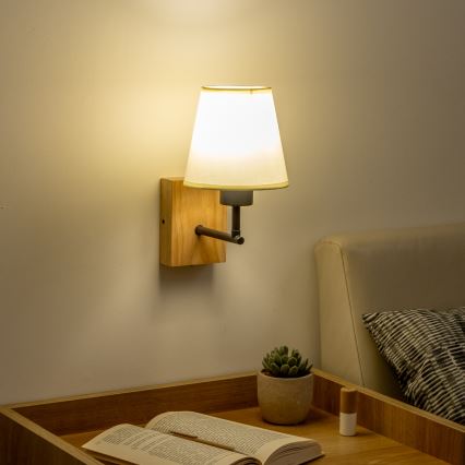 Brilagi - Sienas lampa NUBILA WOOD 1xE27/25W/230V ozols/krēmkrāsa