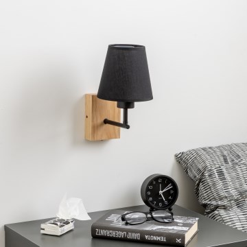 Brilagi - Sienas lampa NUBILA WOOD 1xE27/25W/230V ozols/melna