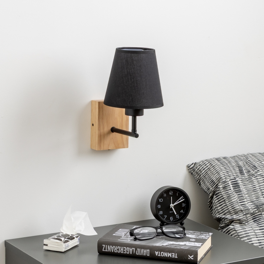 Brilagi - Sienas lampa NUBILA WOOD 1xE27/25W/230V ozols/melna