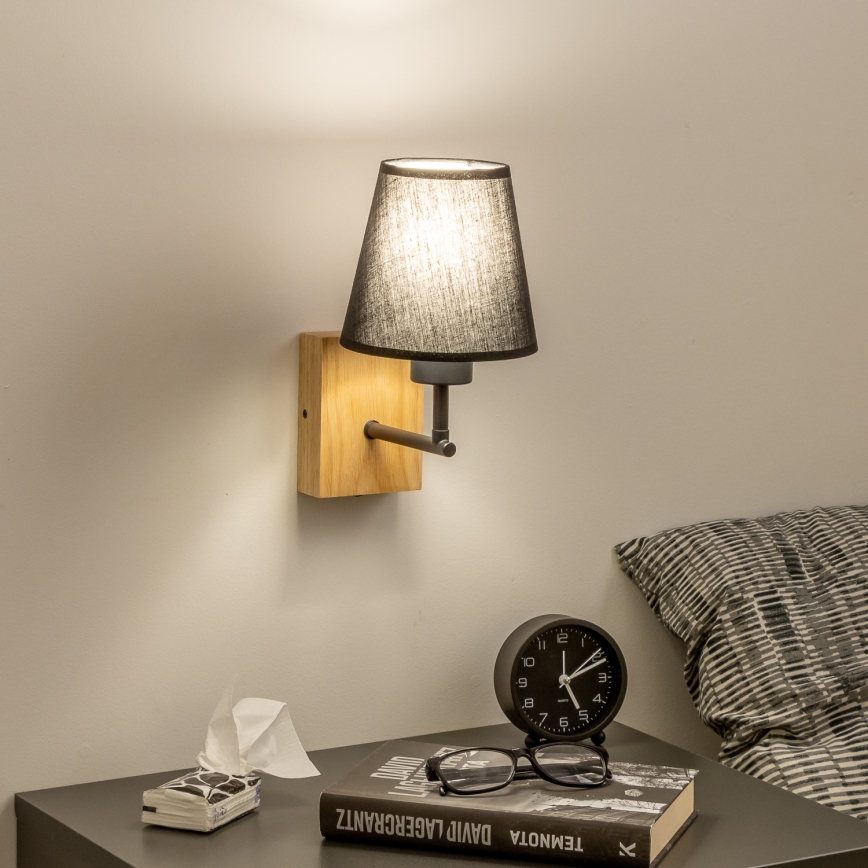 Brilagi - Sienas lampa NUBILA WOOD 1xE27/25W/230V ozols/melna