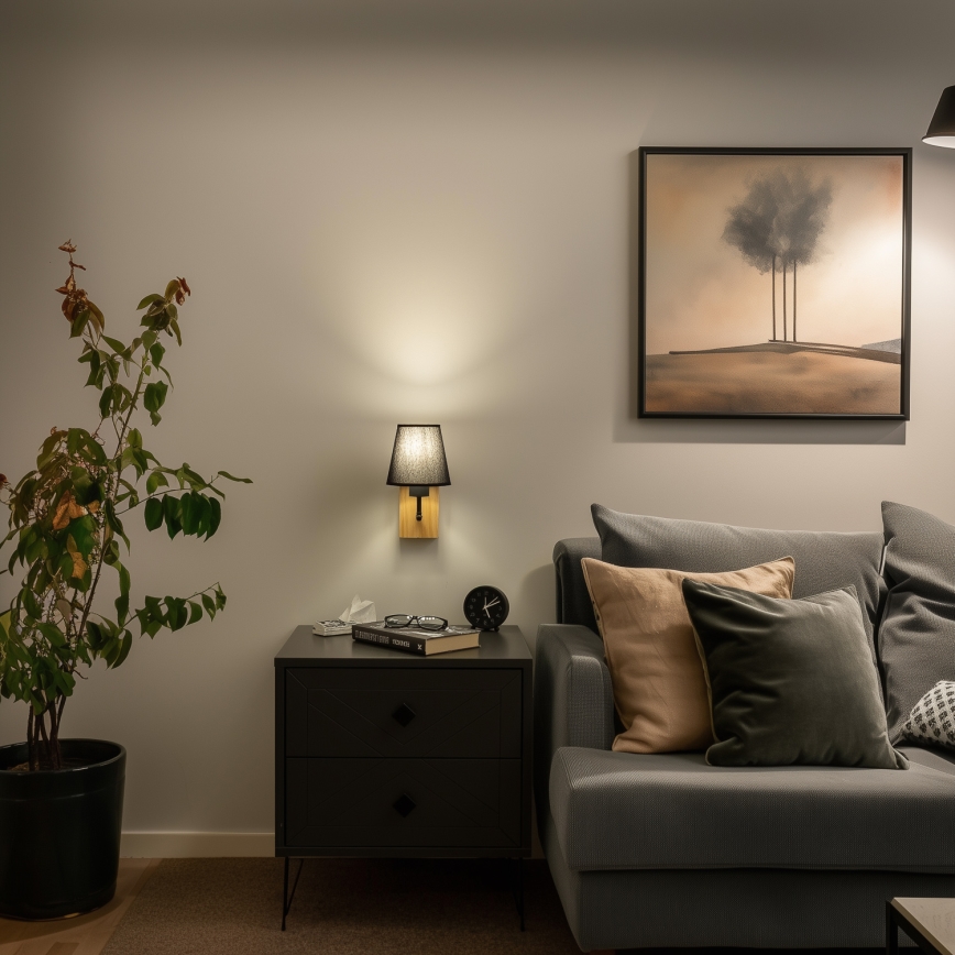 Brilagi - Sienas lampa NUBILA WOOD 1xE27/25W/230V ozols/melna